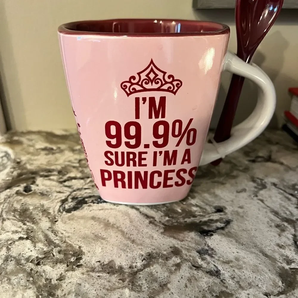 NEW Disney ‘I’m 99.9% Sure I’m a Princess’ Mug w Spoon, Jerry Leigh Design